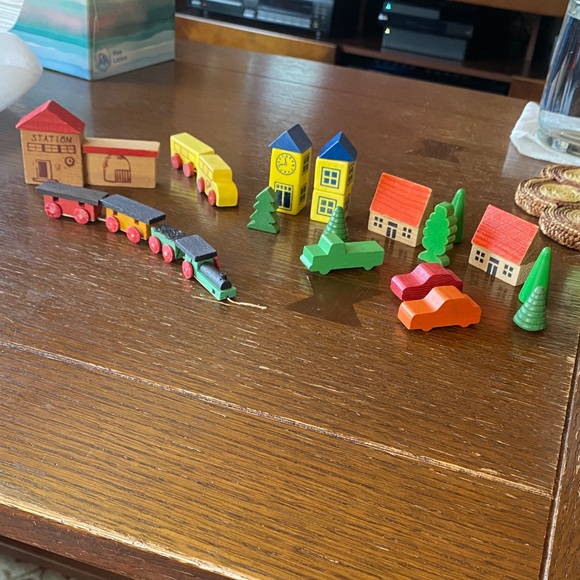 Other - Wooden Village Train and Vehicle Playset - Multicolor